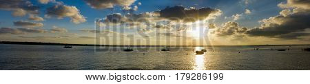 Sunset over Siutghiol lake in Constanta, Romania