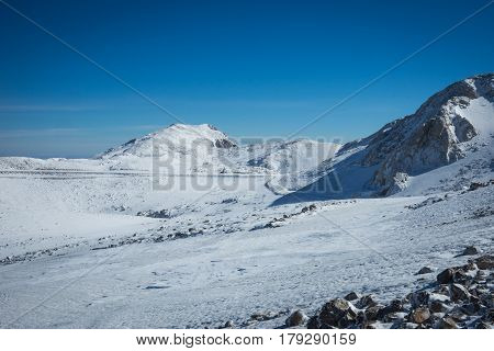 Sunny Snowy Weather On Mount Parnassos, Central Greece