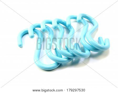 blue color s-shape hooks isolated on white background