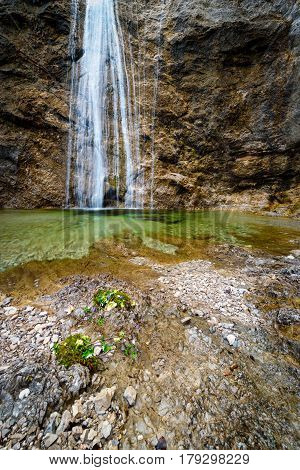 the high Nixenfall Waterfall in the Austrian Alps
