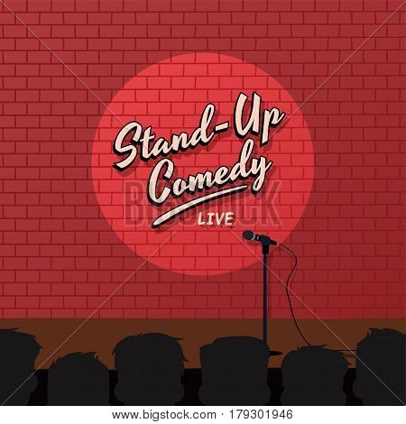 Red Brick Stand Up Comedy Cartoon Theme Vector Illustration