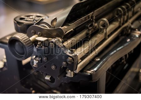 The Mechanism Of A Old And Vinage Typewriter