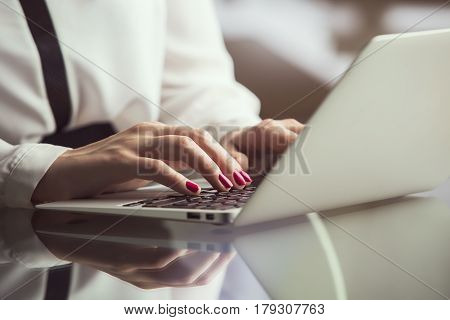 Female Using Notebook