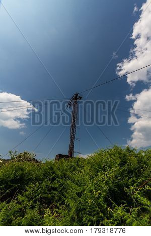 Lattice Metal Support Tower For Aerial Cableway.