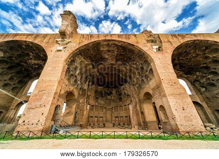 The Basilica of Maxentius and Constantine at the Roman Forum in Rome, Italy