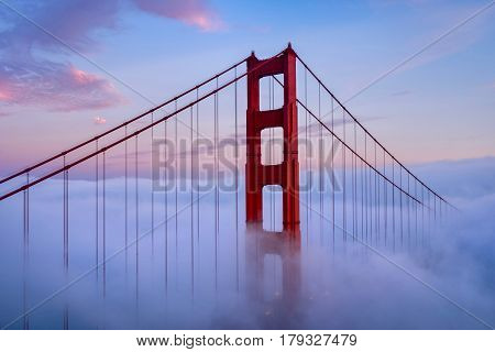 Golden gate bridge and the sunset at San Francisco