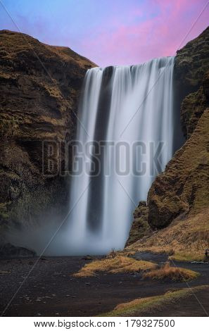 Waterfall Skogafoss and long exposure - Iceland