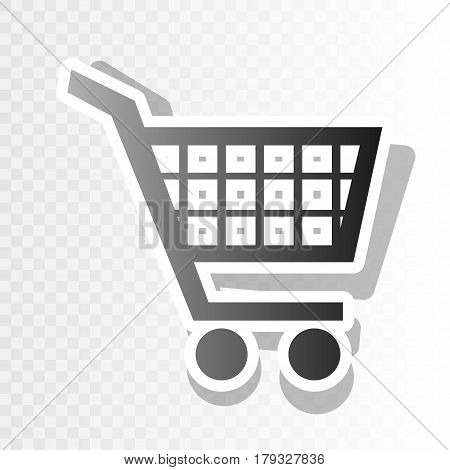Shopping cart sign. Vector. New year blackish icon on transparent background with transition.