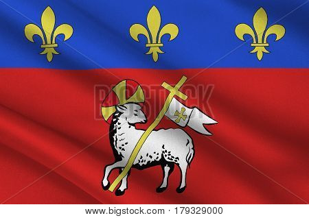 Flag of Rouen is a city on the River Seine in the north of France. It is the capital of the region of Normandy. 3d illustration