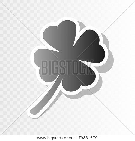 Leaf clover sign. Vector. New year blackish icon on transparent background with transition.