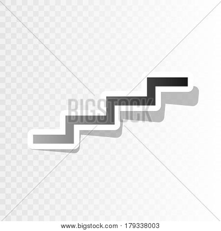 Stair up sign. Vector. New year blackish icon on transparent background with transition.