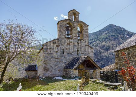 Roman Church of Santa Maria de Cardet (Catalonia - Spain). This is one of the nine churches which belongs to the UNESCO World Heritage Site.