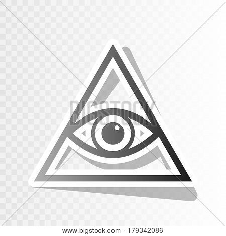 All seeing eye pyramid symbol. Freemason and spiritual. Vector. New year blackish icon on transparent background with transition.