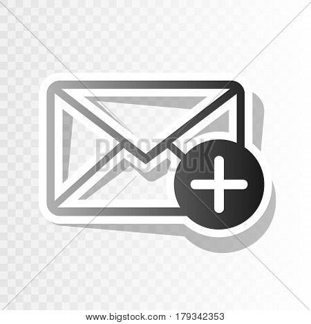 Mail sign illustration with add mark. Vector. New year blackish icon on transparent background with transition.