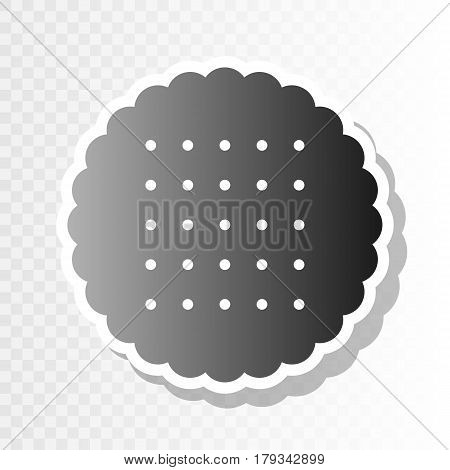 Round biscuit sign. Vector. New year blackish icon on transparent background with transition.