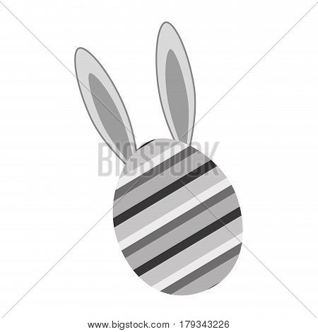 grayscale rabbit easter insite nice decorated egg, vector illustration