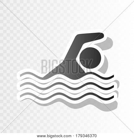 Swimming water sport sign. Vector. New year blackish icon on transparent background with transition.