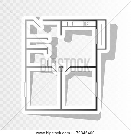 Apartment house floor plans. Vector. New year blackish icon on transparent background with transition.