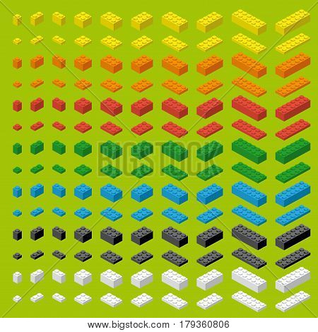 Children brick toy simple colorful bricks isolated