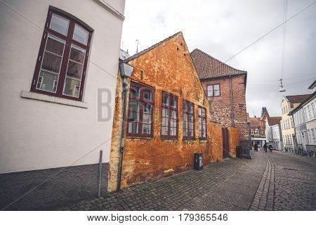 Old Orange Building On A City Street