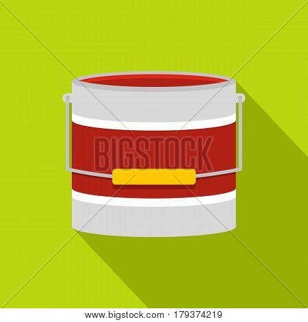 Red paint bucket icon. Flat illustration of red paint bucket vector icon for web isolated on lime background