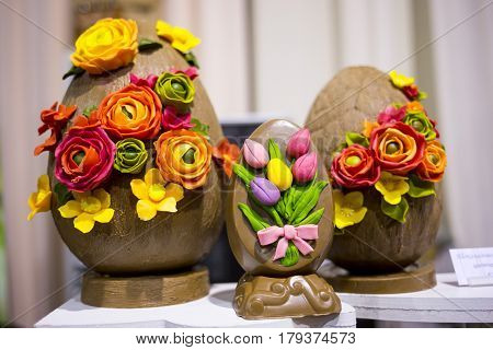 Easter Chocolate Eggs With Flowers