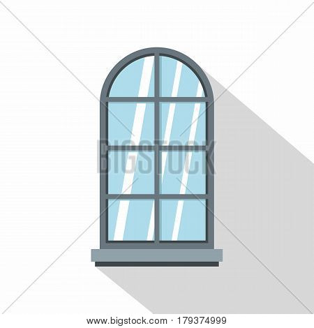 Gray arched window icon. Flat illustration of gray arched window vector icon for web isolated on white background