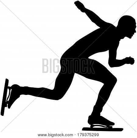 side view black silhouette athlete speed skating