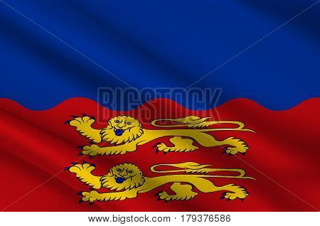 Flag of Calvados is a department in the Normandy region in northwestern France. 3d illustration