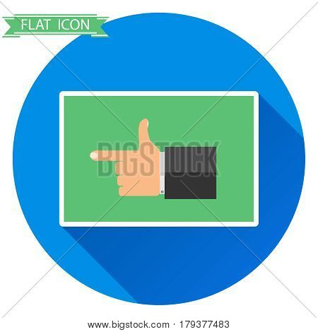 The hand shows the direction of the finger. Flat design vector illustration vector.