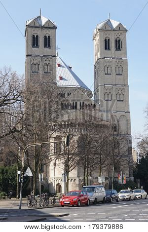 COLOGNE, GERMANY - MARCH 16, 2017: Church St. Gereon, one of the big Romanesque churches of Cologne on March 16, 2017 in Germany, Europe