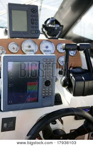 สะพานเรือควบคุม พล็อตเตอร์ fishfinder เรดาร์ ไฟฟ้า เข็มทิศ ขาวภายใน