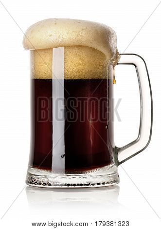 Mug of black beer isolated on a white background