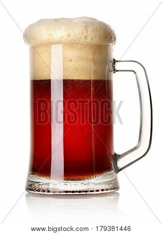 Mug of red beer isolated on a white background