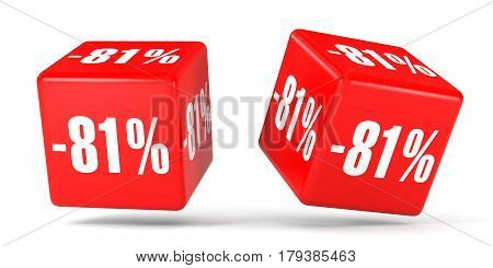 Eighty One Percent Off. Discount 81 %. Red Cubes.