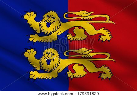 Flag of Manche is a French department in Normandy. 3d illustration