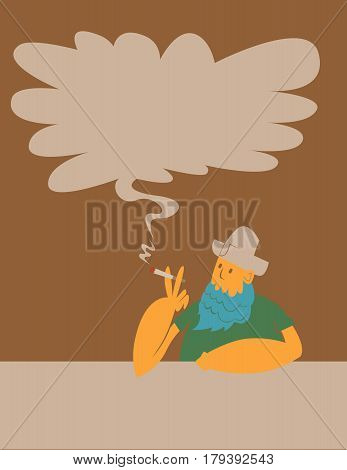 Cowboy lonely smoking a cigarette in a bar