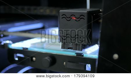 Three dimensional printing machine. 3D printer during work
