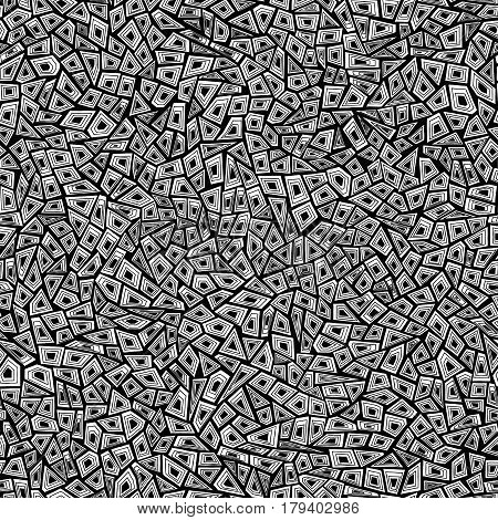 Abstract seamless vector pattern of monochrome mosaic polygons.