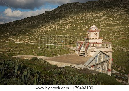 Small Church At  Side Of Road Near Isternia At Tinos