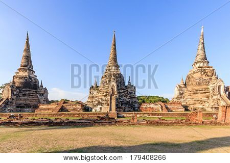 Ayutthaya Thailand - ancient city and historical place of Wat Phra Si Sanphet Ayutthaya Historical Park Thailand