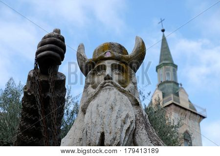 St. Zachariah statue in Visitation Church Ein Kerem near Jerusalem Israel