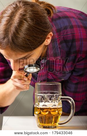 Careful Bartender Checking Beer.
