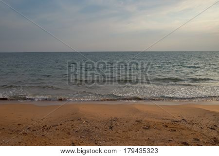 Landscape view of sunset at the beach in Chantaburi Thailand.