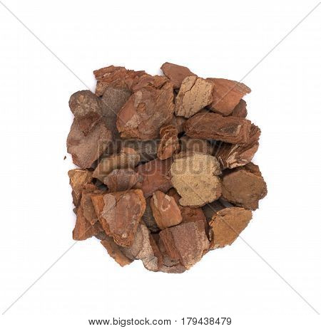 Heap Of Pine Tree Bark Chip Isolated