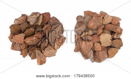 Heap Of Pine Tree Bark Chip Isolated