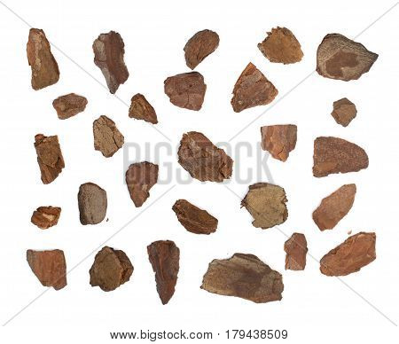 Heap Of Pine Tree Bark Chip Isolated