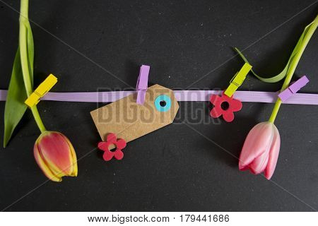 a colourful spring background with beauitiful tulips