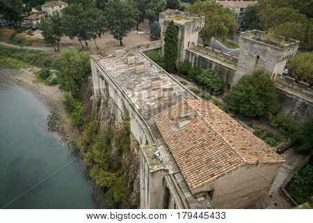 Cityscape  with river from birds view, Tarascon, France