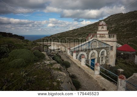 Small Church At  Side Of Road Near Isternia At Tinos